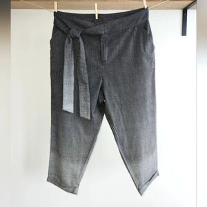 NWT || SONCY || plaid ankle pants, ombre, black/grey, tie waist, crop, size 18